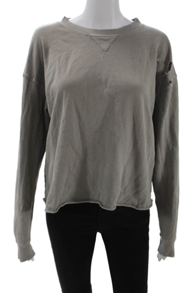 Year Of Ours Women Pullover Sweatshirt Gray 100% Cotton Crew Neck Size S