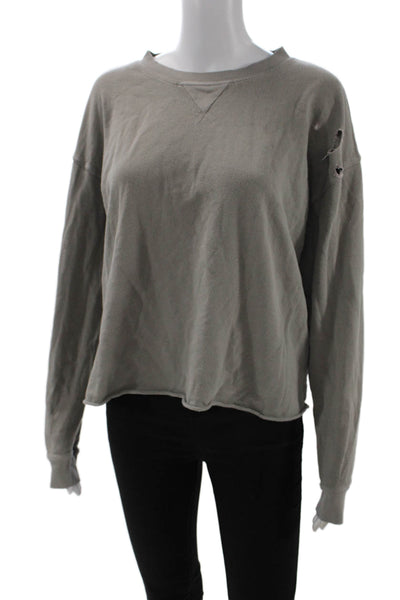 Year Of Ours Women Pullover Sweatshirt Gray 100% Cotton Crew Neck Size S