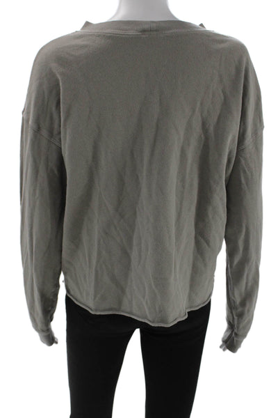 Year Of Ours Women Pullover Sweatshirt Gray 100% Cotton Crew Neck Size S
