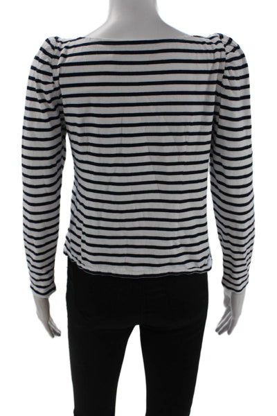 A.L.C. Women Striped Black Jersey T-Shirt Long Sleeve 100% Cotton Size S