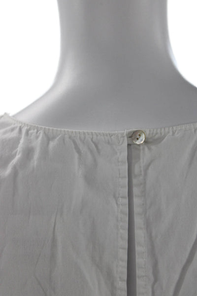 Velvet Women Basic White Cotton Round Neck Long Sleeve Blouse Size XS