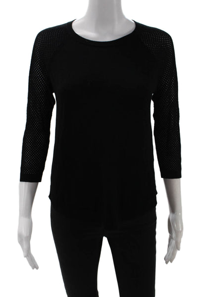 Rag & Bone Jean Womens Jersey T-Shirt Black Cotton 3/4 Sleeve Size 2XS