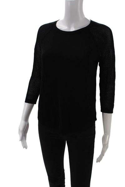 Rag & Bone Jean Womens Jersey T-Shirt Black Cotton 3/4 Sleeve Size 2XS