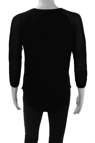 Rag & Bone Jean Womens Jersey T-Shirt Black Cotton 3/4 Sleeve Size 2XS