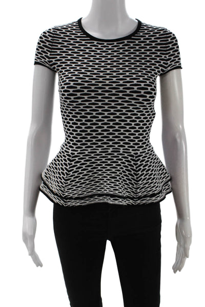 Intermix Women Black Geometric Crewneck Short Sleeve T-Shirt Size XS