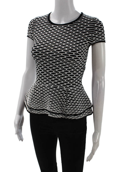 Intermix Women Black Geometric Crewneck Short Sleeve T-Shirt Size XS