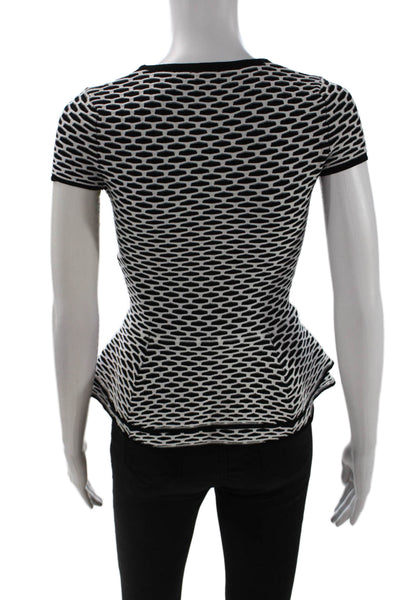 Intermix Women Black Geometric Crewneck Short Sleeve T-Shirt Size XS