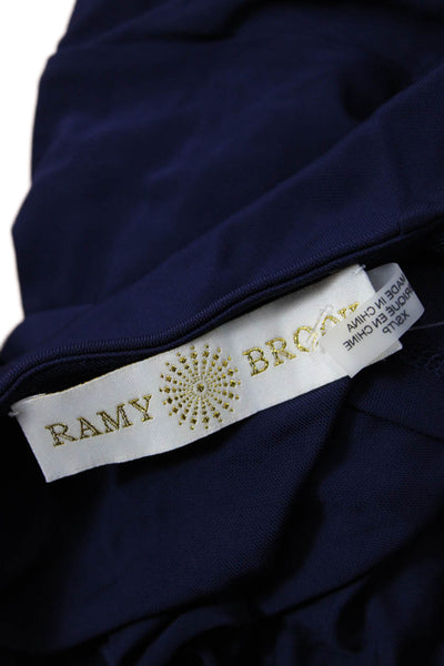 Ramy Brook Women Dark Blue V-Neck Long Sleeve Rayon Blouse Size XS