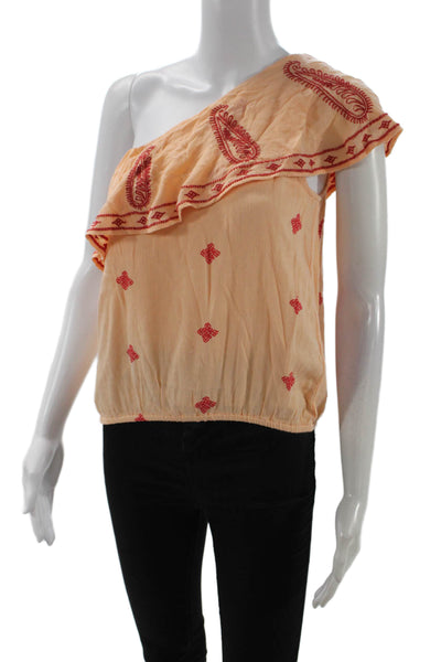 Free People Women Bohemian Paisley Sleeveless Cotton Top Beige Size XS