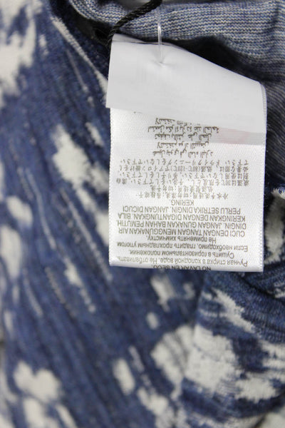 BCBGMAXAZRIA Women Dark Blue Floral Short Sleeve Blouse Size 2XS