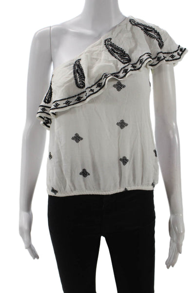 Free People Women Boho Paisley White Rayon Sleeveless Blouse Size XS