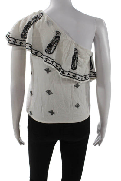 Free People Women Boho Paisley White Rayon Sleeveless Blouse Size XS