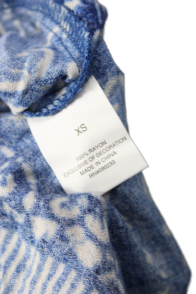House of Harlow 1960 Women Cropped Geometric Rayon Blouse Blue Size XS