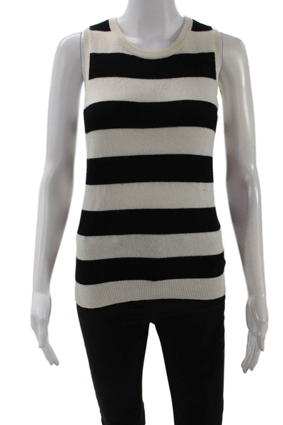 Joie, Women Black Striped Rayon Sleeveless Tank Crew Neck Basic Size XS