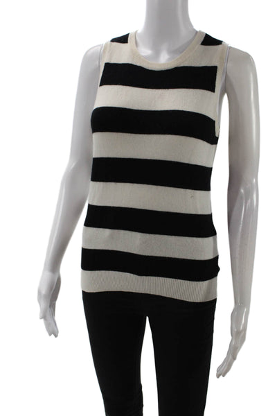 Joie, Women Black Striped Rayon Sleeveless Tank Crew Neck Basic Size XS