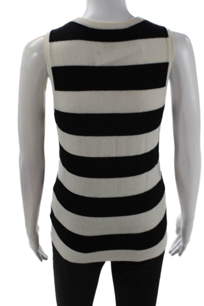 Joie, Women Black Striped Rayon Sleeveless Tank Crew Neck Basic Size XS