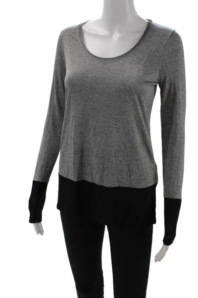 Vince Women Basic Jersey T-Shirt Gray Long Sleeve Size 2XS