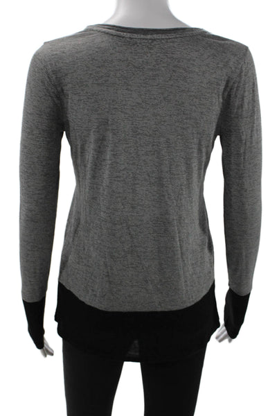 Vince Women Basic Jersey T-Shirt Gray Long Sleeve Size 2XS