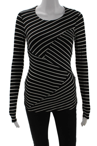 Bailey 44 Women Black Striped Jersey T-Shirt Long Sleeve Size XS