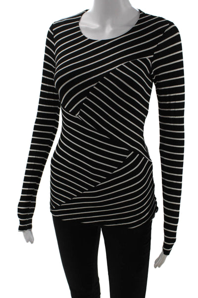 Bailey 44 Women Black Striped Jersey T-Shirt Long Sleeve Size XS