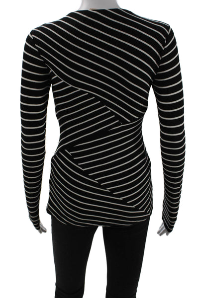 Bailey 44 Women Black Striped Jersey T-Shirt Long Sleeve Size XS