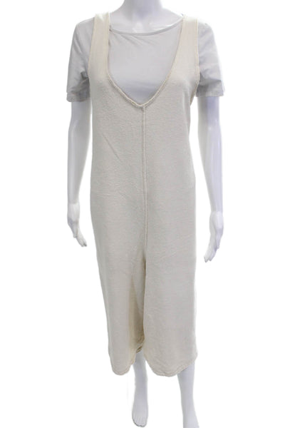 Saturday Sunday Anthropologie Women Romper Beige Sleeveless V-Neck Size M