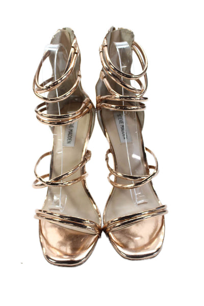 Steve Madden Womens Zippered Strappy High Heeled Sandals Pink Size 9