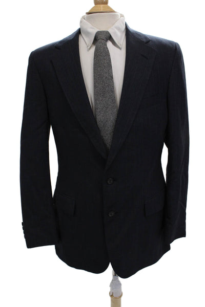 Polo University Club By Ralph Lauren Men Dark Blue Striped Suit Jacket Size 42