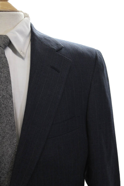 Polo University Club By Ralph Lauren Men Dark Blue Striped Suit Jacket Size 42