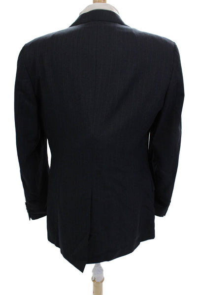 Polo University Club By Ralph Lauren Men Dark Blue Striped Suit Jacket Size 42
