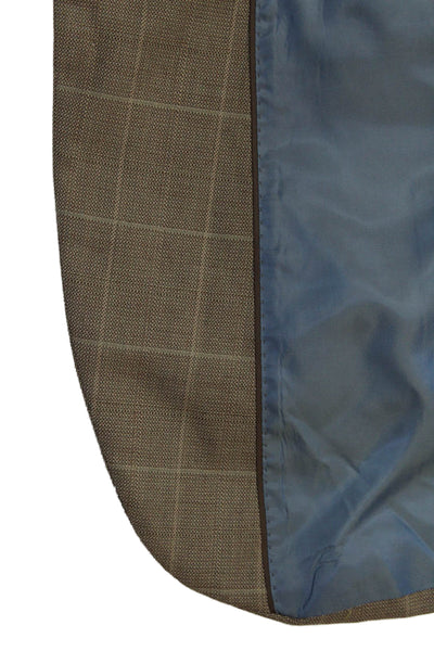 Alan Flusser Mens Beige Check Sport Coat 52% Silk 48% Wool Size 42