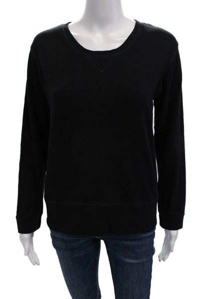Monrow Women Pullover Sweatshirt Black Crew Neck Long Sleeve Size S