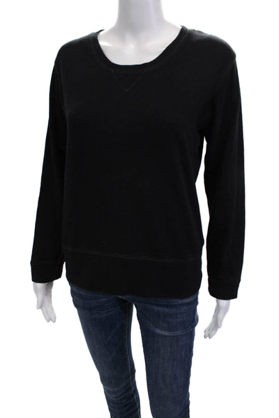 Monrow Women Pullover Sweatshirt Black Crew Neck Long Sleeve Size S