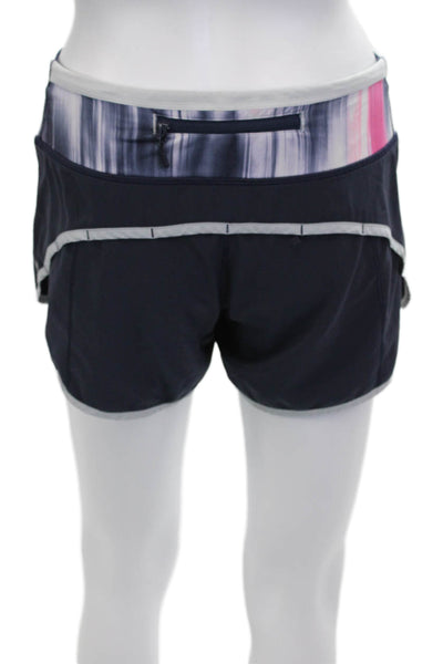 Lululemon Womens Dark Blue Drawstring Nylon Blend Shorts Size 4
