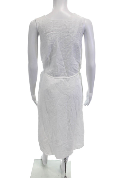 Vince, Women White V-Neck Sleeveless Wrap Sundress Knee Length Size XS