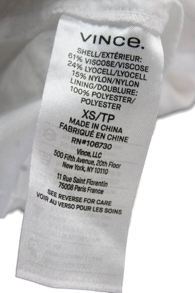 Vince, Women White V-Neck Sleeveless Wrap Sundress Knee Length Size XS