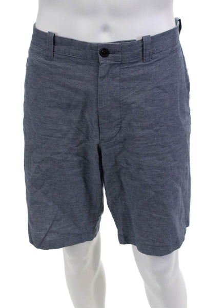 J Crew Men Blue Striped Chino Shorts Cotton-Linen Button Size 35