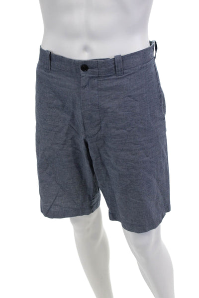 J Crew Men Blue Striped Chino Shorts Cotton-Linen Button Size 35