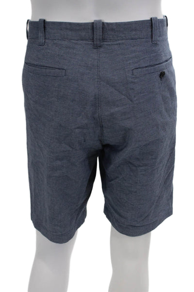 J Crew Men Blue Striped Chino Shorts Cotton-Linen Button Size 35