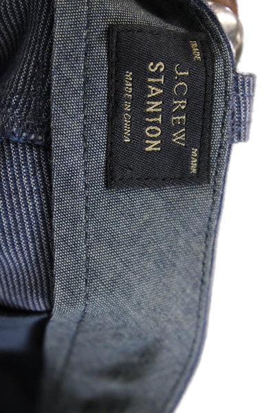 J Crew Men Blue Striped Chino Shorts Cotton-Linen Button Size 35