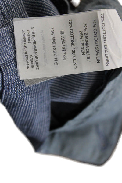 J Crew Men Blue Striped Chino Shorts Cotton-Linen Button Size 35