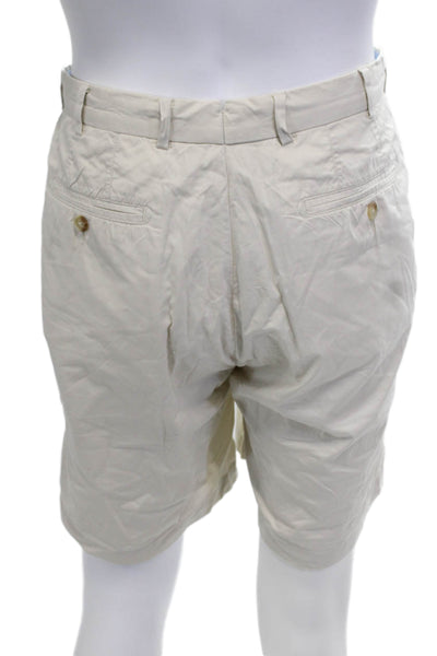 Peter Millar Men's Chino Shorts Beige Cotton Blend Button Size 34