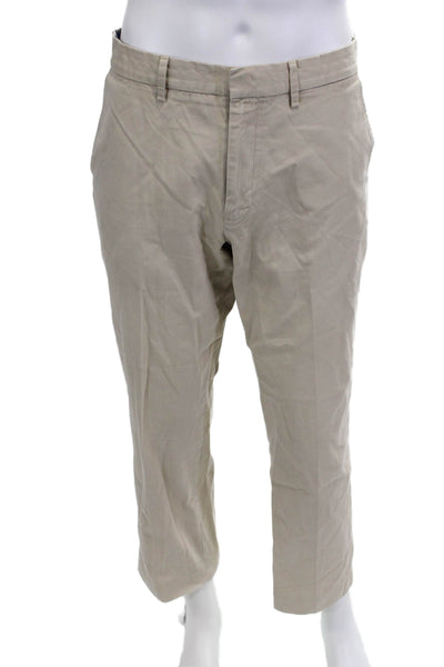 J Crew Men Cropped Chino Pants Beige 100% Cotton Button Size 34