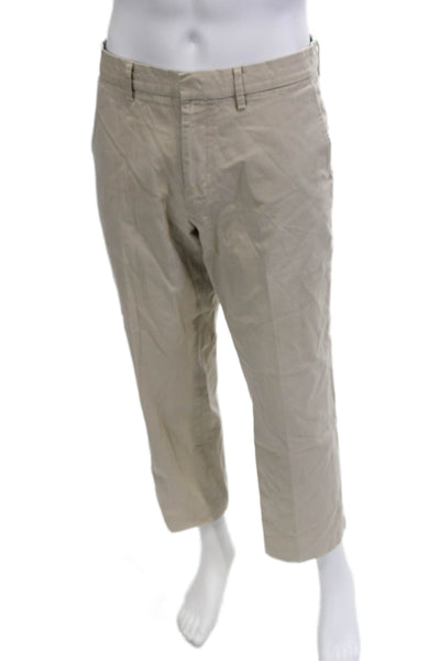 J Crew Men Cropped Chino Pants Beige 100% Cotton Button Size 34