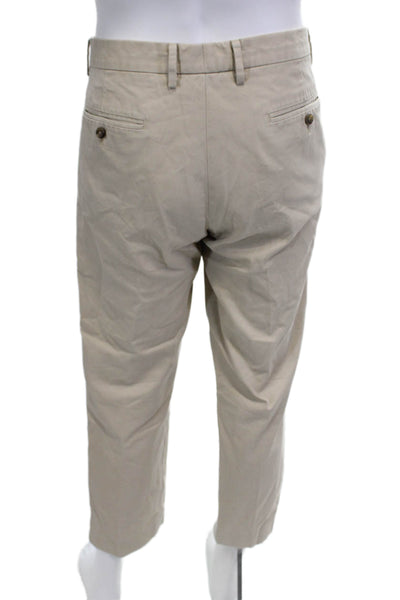 J Crew Men Cropped Chino Pants Beige 100% Cotton Button Size 34