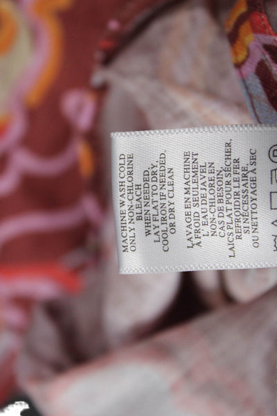 ALC Women Cropped Paisley Linen Blouse 3/4 Sleeve Brown Bohemian Size M