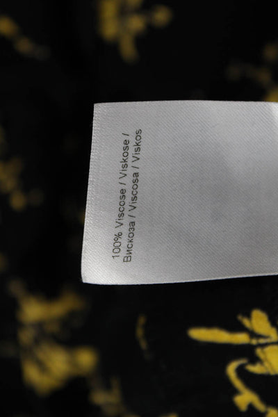 Ganni Women Cropped Ankle Floral Pants Black Viscose Size 38