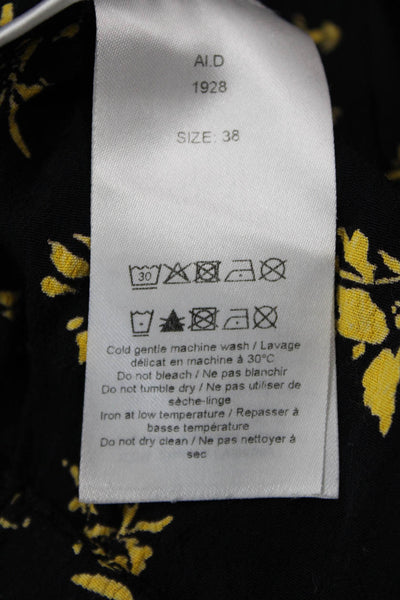 Ganni Women Cropped Ankle Floral Pants Black Viscose Size 38