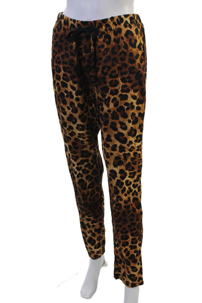 Over Lover Women Jogger Sweatpants Beige Cotton Animal Print Size 27