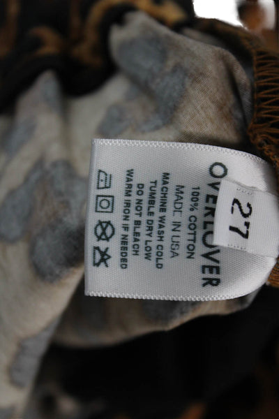 Over Lover Women Jogger Sweatpants Beige Cotton Animal Print Size 27